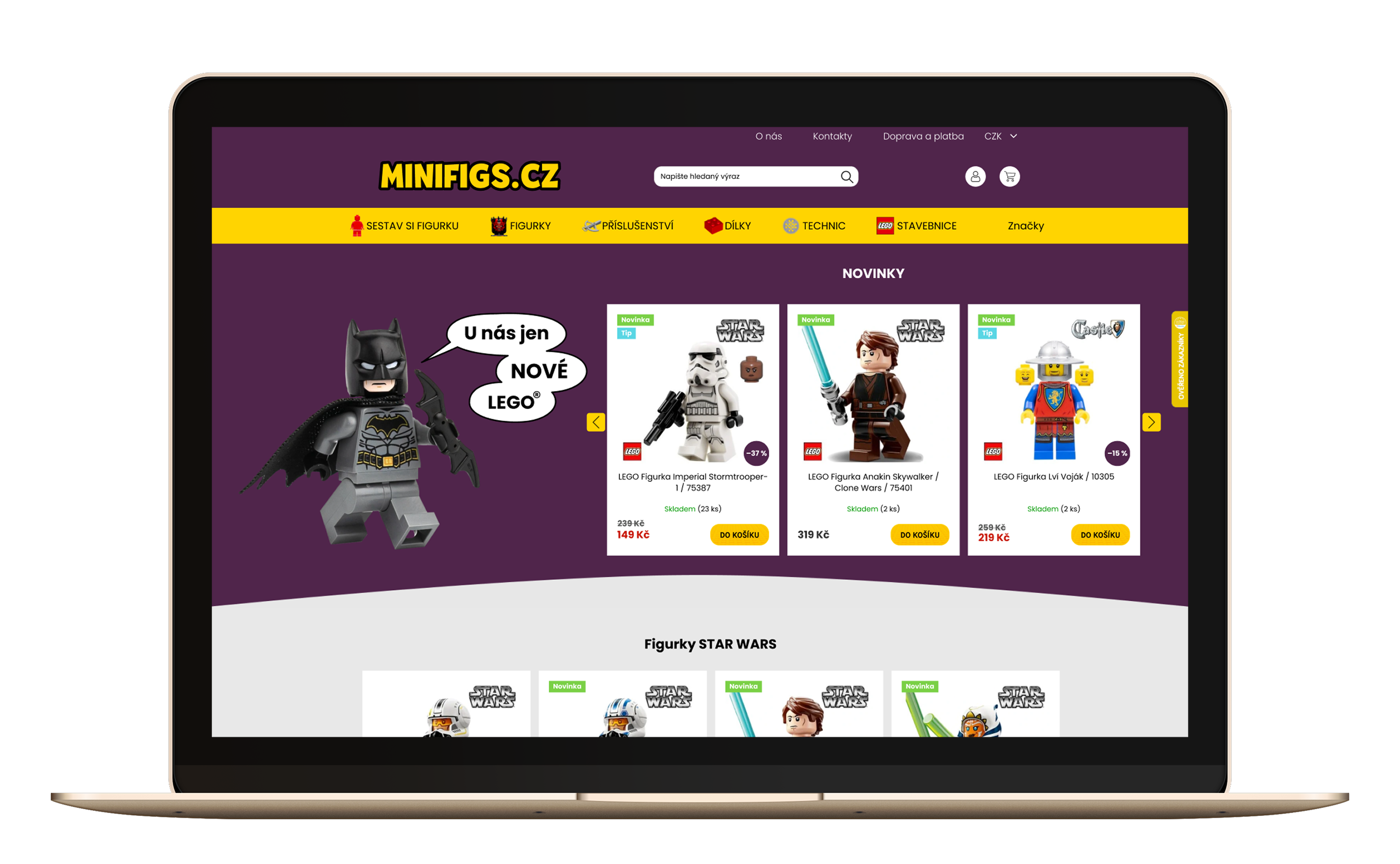 Minifigs.cz redesign mockup