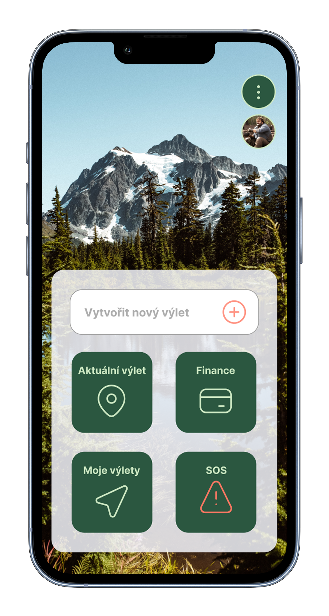 Mockup aplikace pro plánování výletů